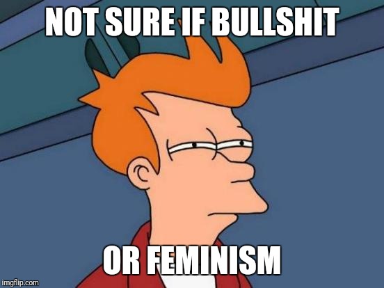 Futurama Fry Meme | NOT SURE IF BULLSHIT; OR FEMINISM | image tagged in memes,futurama fry | made w/ Imgflip meme maker