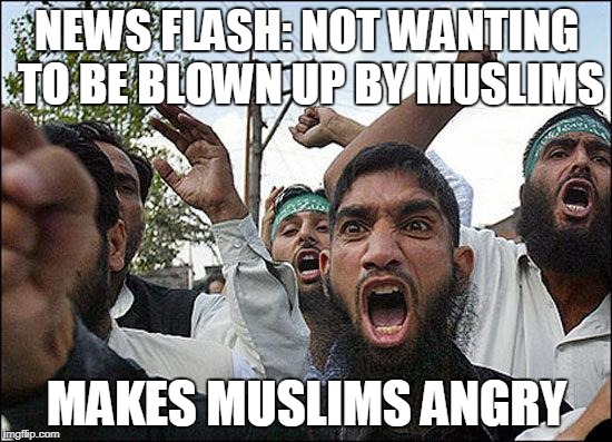 Anyone Else Feel Like This? (Credit To TROP) | NEWS FLASH: NOT WANTING TO BE BLOWN UP BY MUSLIMS; MAKES MUSLIMS ANGRY | image tagged in muslim rage boy,memes | made w/ Imgflip meme maker