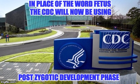 orwellian doublespeak | IN PLACE OF THE WORD FETUS THE CDC WILL NOW BE USING; POST ZYGOTIC DEVELOPMENT PHASE | image tagged in trump | made w/ Imgflip meme maker