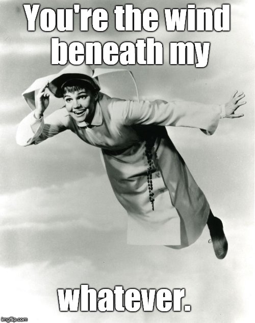 The Flying Nun | You're the wind beneath my whatever. | image tagged in the flying nun | made w/ Imgflip meme maker