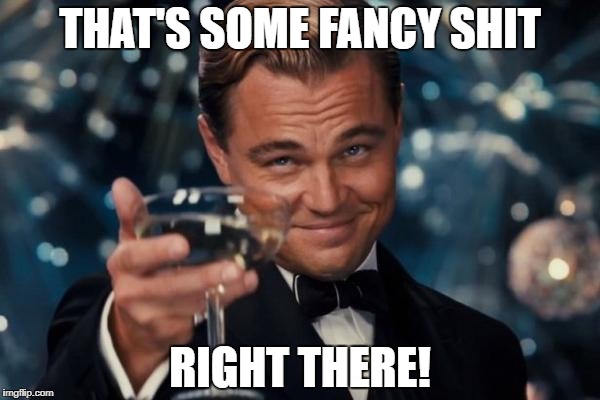 Leonardo Dicaprio Cheers Meme | THAT'S SOME FANCY SHIT RIGHT THERE! | image tagged in memes,leonardo dicaprio cheers | made w/ Imgflip meme maker