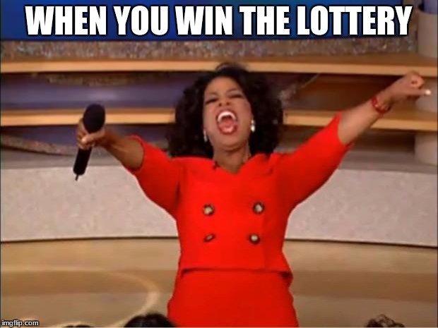 Oprah You Get A Meme | WHEN YOU WIN THE LOTTERY | image tagged in memes,oprah you get a | made w/ Imgflip meme maker