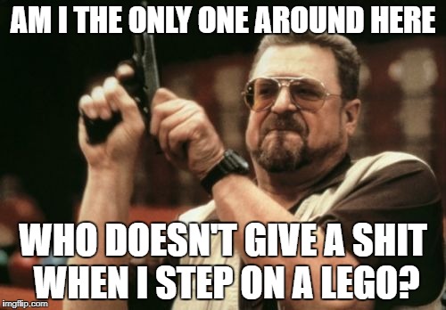 Am I The Only One Around Here Meme | AM I THE ONLY ONE AROUND HERE; WHO DOESN'T GIVE A SHIT WHEN I STEP ON A LEGO? | image tagged in memes,am i the only one around here,funny,lego,wow,lol | made w/ Imgflip meme maker