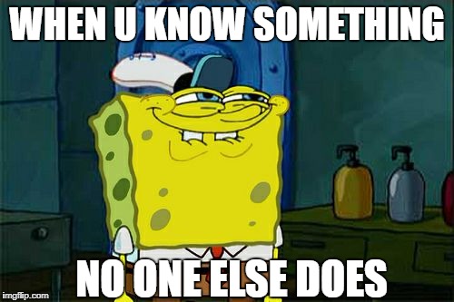 Don't You Squidward Meme | WHEN U KNOW SOMETHING; NO ONE ELSE DOES | image tagged in memes,dont you squidward | made w/ Imgflip meme maker