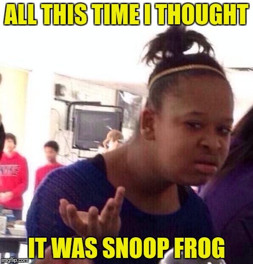 Black Girl Wat Meme | ALL THIS TIME I THOUGHT IT WAS SNOOP FROG | image tagged in memes,black girl wat | made w/ Imgflip meme maker