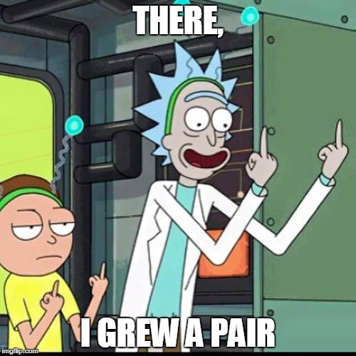 Rick and Morty | THERE, I GREW A PAIR | image tagged in rick and morty | made w/ Imgflip meme maker