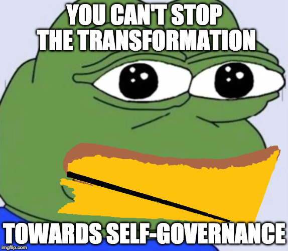 FEPE FREES YOU | YOU CAN'T STOP THE TRANSFORMATION; TOWARDS SELF-GOVERNANCE | image tagged in fepe,globexit,flat earth,post-globe | made w/ Imgflip meme maker