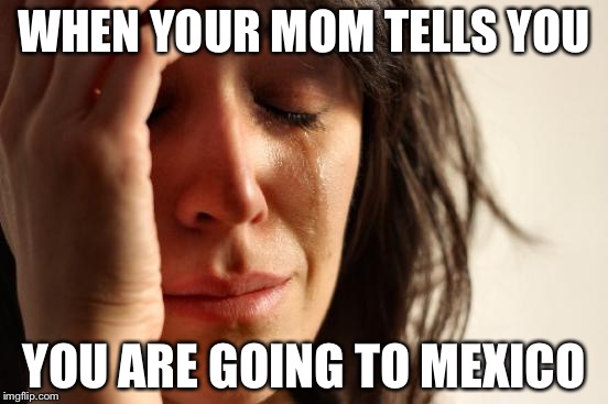 First World Problems | WHEN YOUR MOM TELLS YOU; YOU ARE GOING TO MEXICO | image tagged in memes,first world problems | made w/ Imgflip meme maker