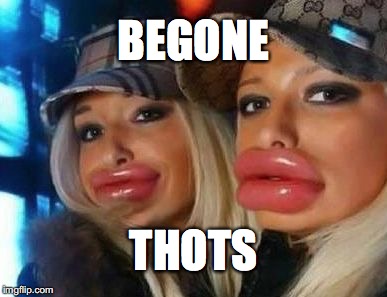 Duck Face Chicks | BEGONE; THOTS | image tagged in memes,duck face chicks | made w/ Imgflip meme maker