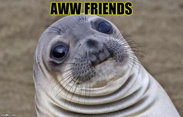 Awkward Moment Sealion | AWW FRIENDS | image tagged in memes,awkward moment sealion | made w/ Imgflip meme maker