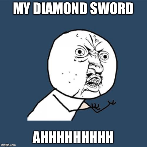 Y U No | MY DIAMOND SWORD; AHHHHHHHHH | image tagged in memes,y u no | made w/ Imgflip meme maker
