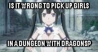 Danmachi and Dragons | IS IT WRONG TO PICK UP GIRLS; IN A DUNGEON WITH DRAGONS? | image tagged in dnd,danmachi,hestia | made w/ Imgflip meme maker