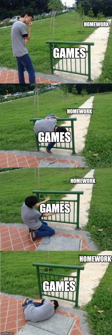 HOMEWORK; GAMES; HOMEWORK; GAMES; HOMEWORK; GAMES; HOMEWORK; GAMES | image tagged in fence | made w/ Imgflip meme maker