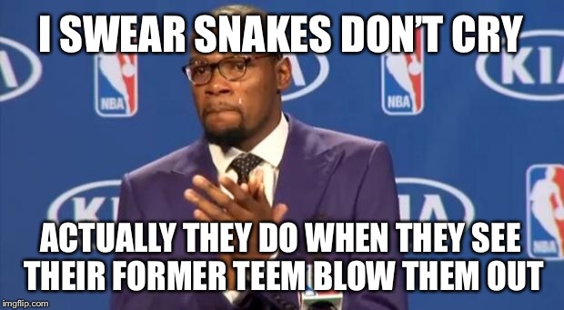 You The Real MVP Meme | I SWEAR SNAKES DON’T CRY; ACTUALLY THEY DO WHEN THEY SEE THEIR FORMER TEEM BLOW THEM OUT | image tagged in memes,you the real mvp | made w/ Imgflip meme maker
