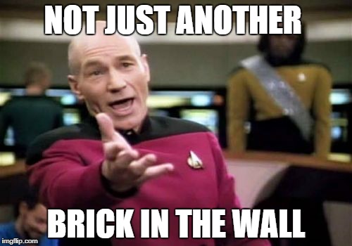 Picard Wtf Meme | NOT JUST ANOTHER BRICK IN THE WALL | image tagged in memes,picard wtf | made w/ Imgflip meme maker