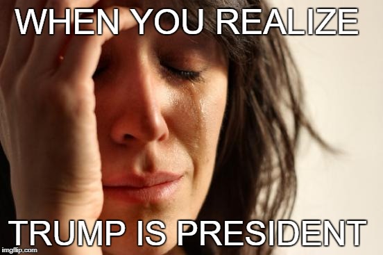 First World Problems Meme | WHEN YOU REALIZE; TRUMP IS PRESIDENT | image tagged in memes,first world problems | made w/ Imgflip meme maker