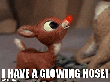 hello i am roudough   | I HAVE A GLOWING NOSE! | image tagged in gifs | made w/ Imgflip video-to-gif maker
