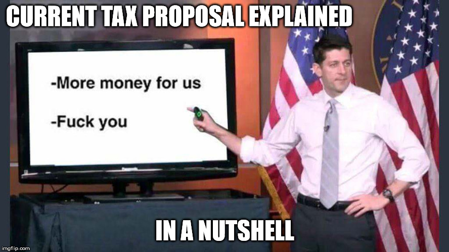 But hasn't it always been like this | CURRENT TAX PROPOSAL EXPLAINED; IN A NUTSHELL | image tagged in congress,paul ryan,tax code,nsfw | made w/ Imgflip meme maker