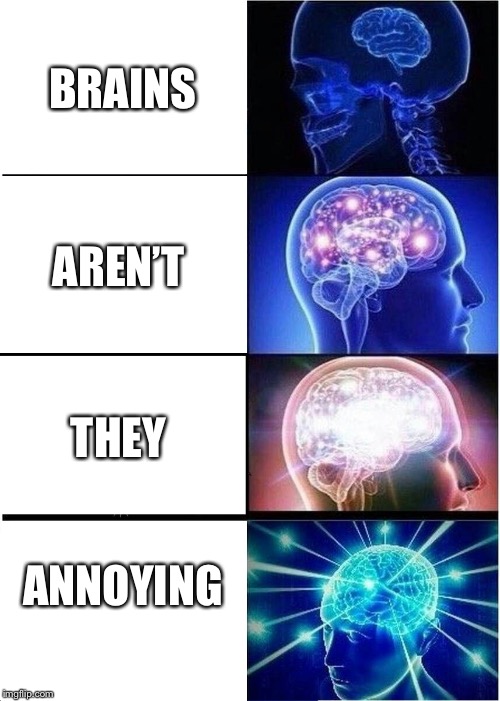 Expanding Brain | BRAINS; AREN’T; THEY; ANNOYING | image tagged in memes,expanding brain | made w/ Imgflip meme maker