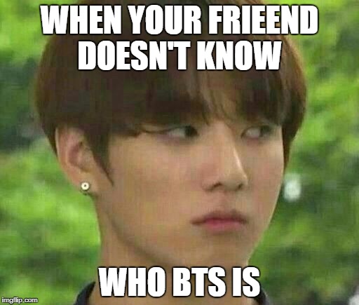 bts | WHEN YOUR FRIEEND DOESN'T KNOW; WHO BTS IS | image tagged in bts | made w/ Imgflip meme maker