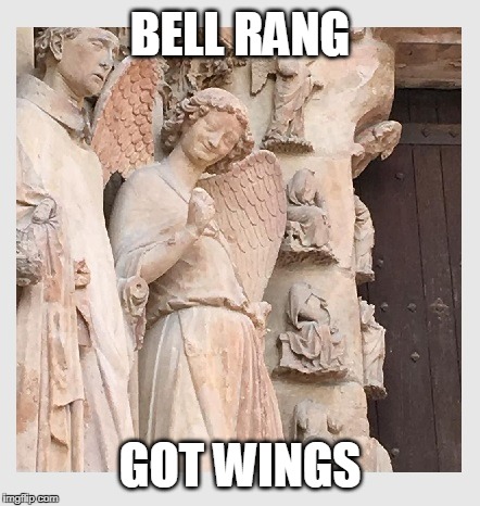 With or without barbecue sauce? | BELL RANG; GOT WINGS | image tagged in christmas,angels,it's a wonderful life | made w/ Imgflip meme maker