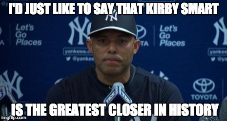 I'D JUST LIKE TO SAY THAT KIRBY SMART; IS THE GREATEST CLOSER IN HISTORY | image tagged in kirby,smart | made w/ Imgflip meme maker
