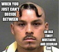 Why not have both | image tagged in mustache,bad haircut | made w/ Imgflip meme maker