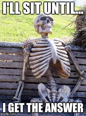 Waiting Skeleton | I'LL SIT UNTIL... I GET THE ANSWER | image tagged in memes,waiting skeleton | made w/ Imgflip meme maker