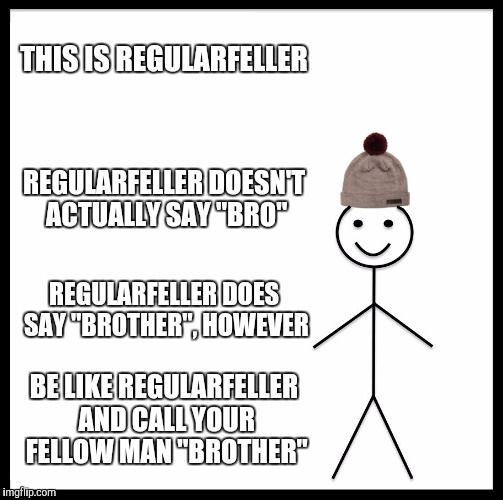 Be Like Bill Meme | THIS IS REGULARFELLER REGULARFELLER DOESN'T ACTUALLY SAY "BRO" REGULARFELLER DOES SAY "BROTHER", HOWEVER BE LIKE REGULARFELLER AND CALL YOUR | image tagged in memes,be like bill | made w/ Imgflip meme maker