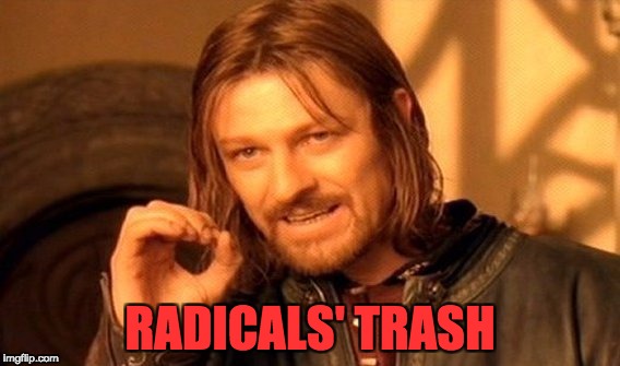 One Does Not Simply | RADICALS' TRASH | image tagged in memes,one does not simply | made w/ Imgflip meme maker