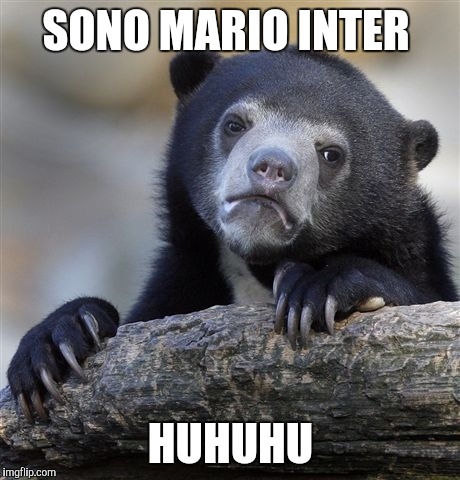 Confession Bear Meme | SONO MARIO INTER; HUHUHU | image tagged in memes,confession bear | made w/ Imgflip meme maker