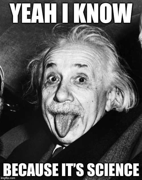 Einstein | YEAH I KNOW BECAUSE IT’S SCIENCE | image tagged in einstein | made w/ Imgflip meme maker