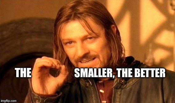 One Does Not Simply Meme | THE SMALLER, THE BETTER | image tagged in memes,one does not simply | made w/ Imgflip meme maker