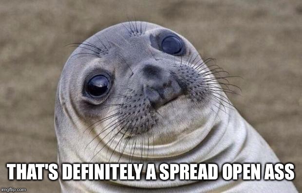 Awkward Moment Sealion Meme | THAT'S DEFINITELY A SPREAD OPEN ASS | image tagged in memes,awkward moment sealion | made w/ Imgflip meme maker