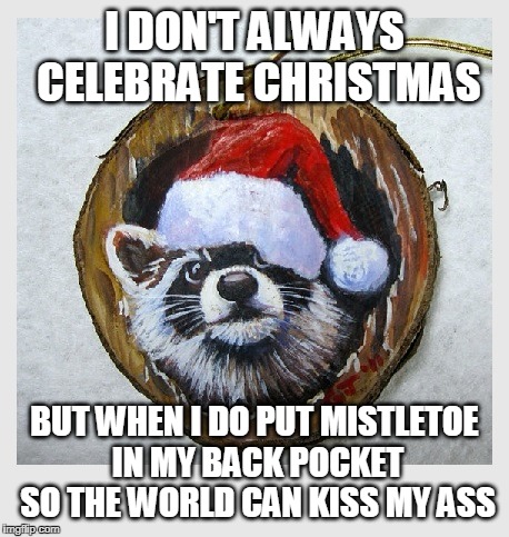 Ho | I DON'T ALWAYS CELEBRATE CHRISTMAS; BUT WHEN I DO PUT MISTLETOE IN MY BACK POCKET SO THE WORLD CAN KISS MY ASS | image tagged in saturnalia,christmas,happy holidays,religion sucks,disciples meme | made w/ Imgflip meme maker