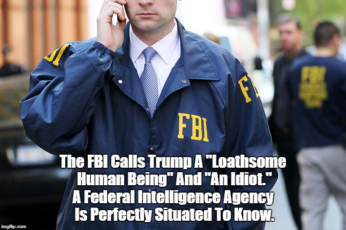 The FBI Calls Trump A "Loathsome Human Being" And "An Idiot." A Federal Intelligence Agency Is Perfectly Situated To Know. | made w/ Imgflip meme maker