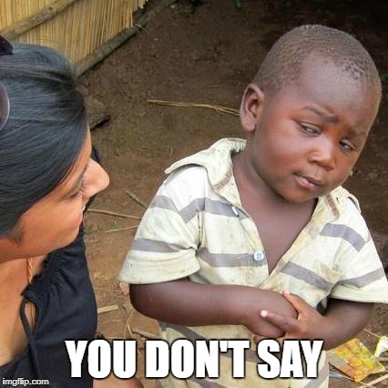 Third World Skeptical Kid Meme | YOU DON'T SAY | image tagged in memes,third world skeptical kid | made w/ Imgflip meme maker