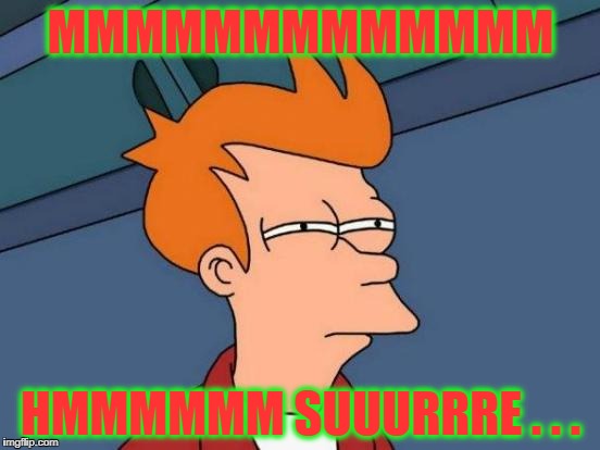 Futurama Fry Meme | MMMMMMMMMMMMM; HMMMMMM SUUURRRE . . . | image tagged in memes,futurama fry | made w/ Imgflip meme maker