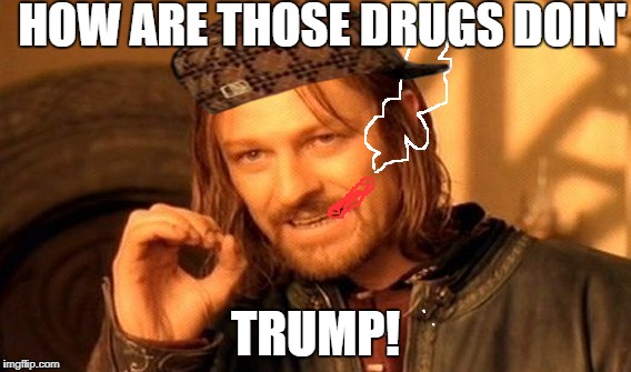 One Does Not Simply Meme | HOW ARE THOSE DRUGS DOIN'; TRUMP! | image tagged in memes,one does not simply,scumbag | made w/ Imgflip meme maker