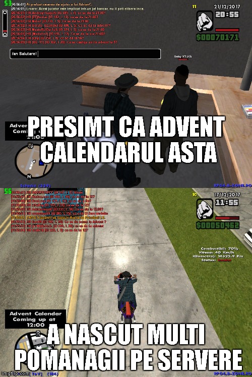 PRESIMT CA ADVENT CALENDARUL ASTA; A NASCUT MULTI POMANAGII PE SERVERE | made w/ Imgflip meme maker