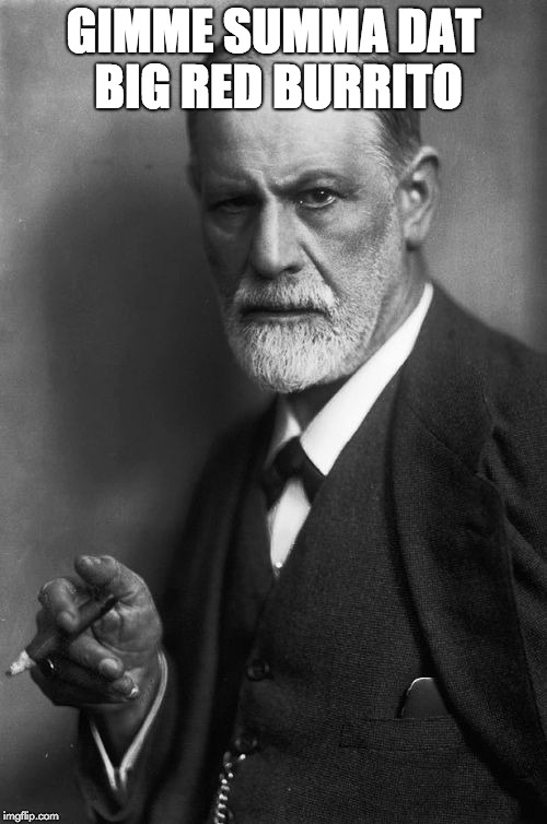 Sigmund Freud | GIMME SUMMA DAT BIG RED BURRITO | image tagged in memes,sigmund freud | made w/ Imgflip meme maker