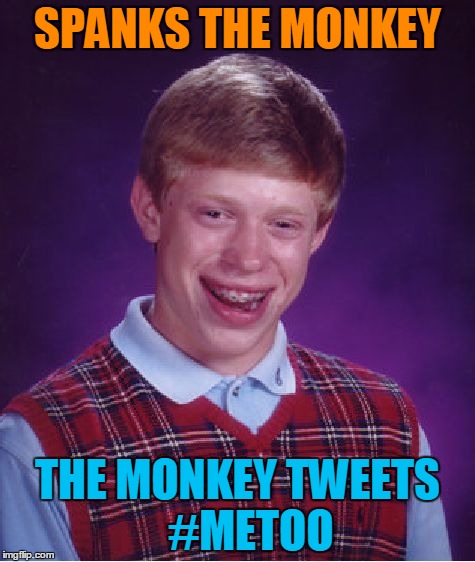 Monkey Business | SPANKS THE MONKEY; THE MONKEY TWEETS   #METOO | image tagged in memes,monkey business,bad luck brian,metoo | made w/ Imgflip meme maker