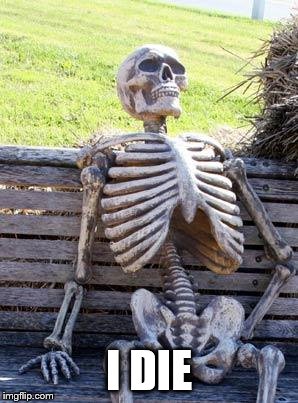 Waiting Skeleton Meme | I DIE | image tagged in memes,waiting skeleton | made w/ Imgflip meme maker