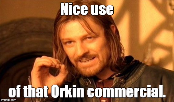 One Does Not Simply Meme | Nice use of that Orkin commercial. | image tagged in memes,one does not simply | made w/ Imgflip meme maker