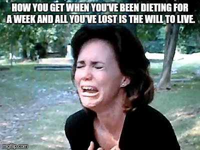 Sally Field | HOW YOU GET WHEN YOU'VE BEEN DIETING FOR A WEEK AND ALL YOU'VE LOST IS THE WILL TO LIVE. | image tagged in sally field | made w/ Imgflip meme maker