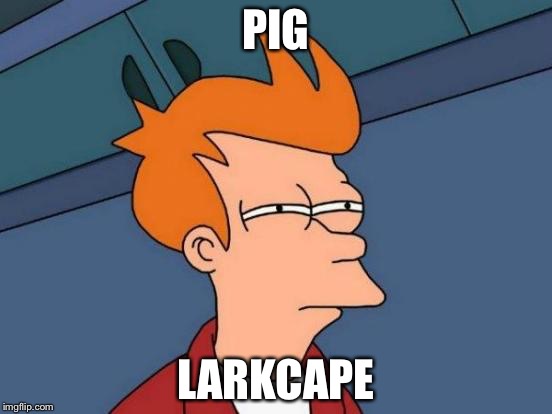 Futurama Fry Meme | PIG; LARKCAPE | image tagged in memes,futurama fry | made w/ Imgflip meme maker