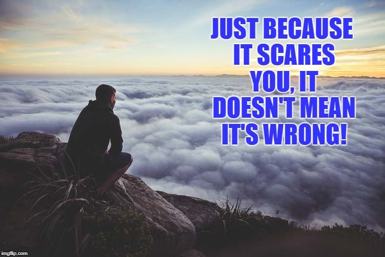 Not wrong | JUST BECAUSE IT SCARES YOU, IT DOESN'T MEAN IT'S WRONG! | image tagged in memes | made w/ Imgflip meme maker