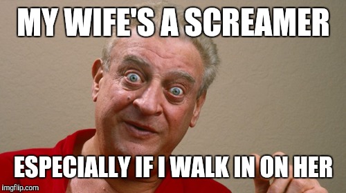 MY WIFE'S A SCREAMER ESPECIALLY IF I WALK IN ON HER | made w/ Imgflip meme maker