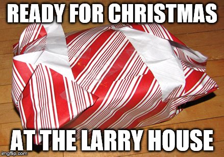 Not too bad, if I say so myself | READY FOR CHRISTMAS; AT THE LARRY HOUSE | image tagged in christmas,christmas presents,merry christmas | made w/ Imgflip meme maker