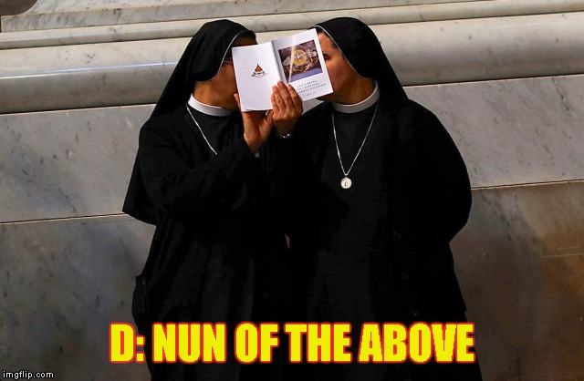 D: NUN OF THE ABOVE | made w/ Imgflip meme maker